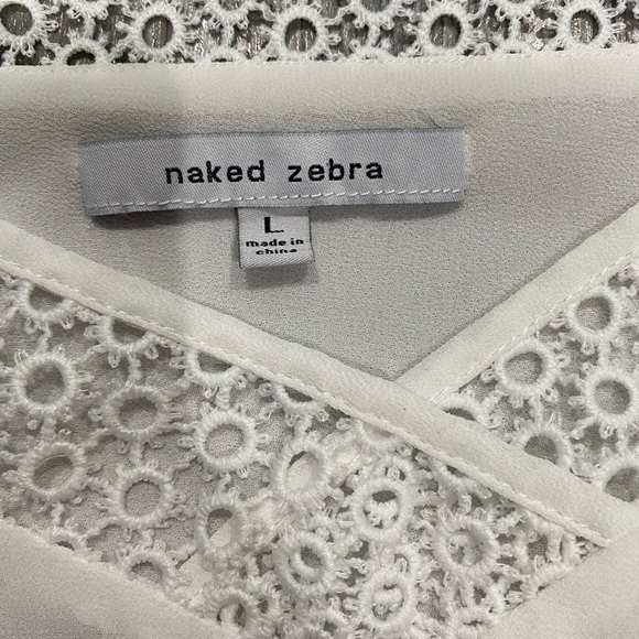 Naked Zebra White Sexy Layered Flowy Cami Eyelet Trim Size L - Picture 3 of 4